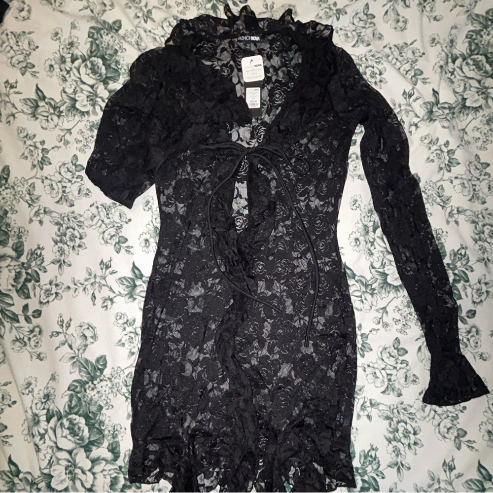 Fashion Nova Black Lace Mini Dress